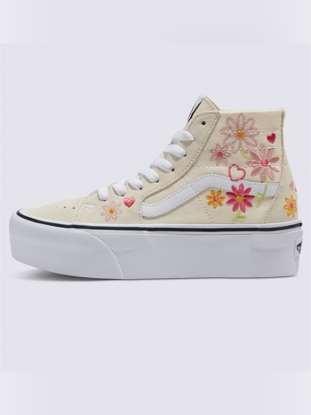 Vans Women's Sk8-Hi Platform Sneaker - Cream with Pink Floral Size 6.5